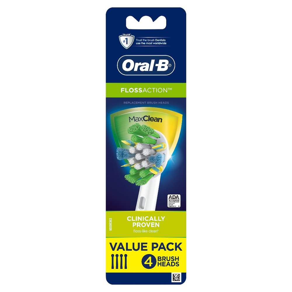 Oral-B FlossAction Electric Toothbrush Replacement Brush Heads, 4 Count